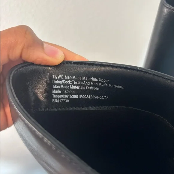 Wide Calf Black Knee-High Leather Boots - Picture 4 of 4